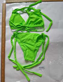 Fashion Green Halterneck Lace-up Swimsuit