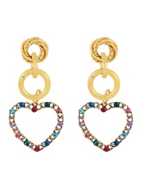 Fashion Color Alloy Diamond Ring Heart Pendant Stud Earrings