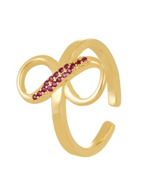 Fashion Red Copper Set Zircon Figure 8 Ring