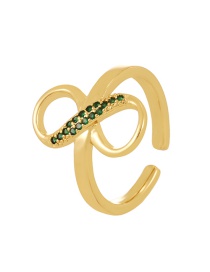 Fashion Dark Green Copper Set Zircon Figure 8 Ring