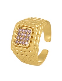 Fashion Light Purple Bronze Zircon Square Twist Ring