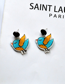 Fashion Bluebird Acrylic Cartoon Color Matching Earrings