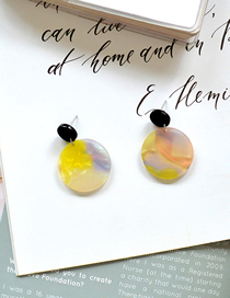 Fashion Yellow Mix Acrylic Contrast Round Earrings