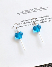 Fashion Ear Hook Blue Resin Love Lollipop Earrings