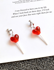 Fashion Ear Clip Red Resin Love Lollipop Ear Clip