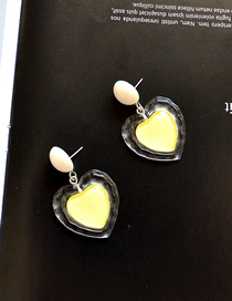 Fashion Love Yellow Resin Transparent Heart Earrings