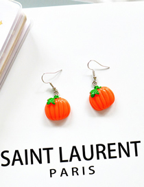 Fashion Pumpkin Resin Three-dimensional Fruit Earrings