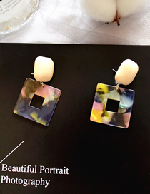 Fashion Square Multicolor Mix Acrylic Cutout Square Earrings