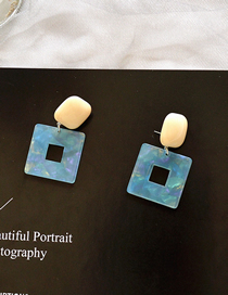 Fashion Square Blue Mix Acrylic Cutout Square Earrings