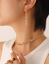 Fashion Pair Of Gold Champagne Zircon Earrings Titanium Diamond Chain Drop Earrings