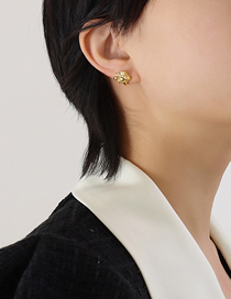 Fashion Gold Earrings Titanium Embossed Irregular Stud Earrings