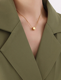 Fashion Gold Titanium Square Pierced Necklace
