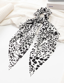 Fashion Leopard Print Fabric Plaid Long Tail Ribbon Pleated Hair Tie