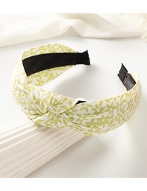 Fashion Green Fabric Print Knotted Wide-brimmed Headband