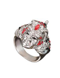 Fashion Silver Alloy Diamond Medusa Ring