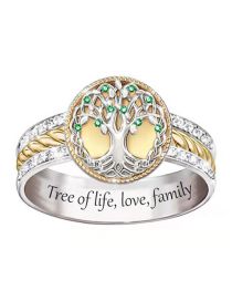 Fashion Life Tree Alloy Diamond Two-tone Tree Of Life Ring