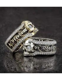 Fashion Silver Alloy Alphabet Diamond Skull Ring