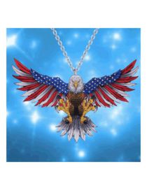 Fashion Silver Acrylic Flag Eagle Necklace