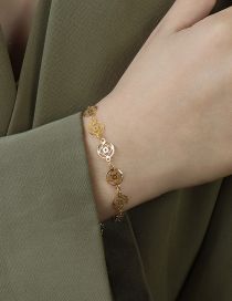 Fashion Gold Pattern Bracelet 15+5cm Titanium Steel Cutout Flower Bracelet