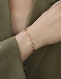 Fashion Rose Gold Pattern Bracelet 15+5cm Titanium Steel Cutout Flower Bracelet