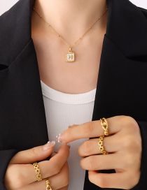 Fashion Gold Titanium White Sea Shell Alphabet Square Necklace