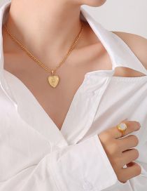 Fashion Gold Peach Heart Necklace-40+5cm Titanium Heart Embossed Necklace