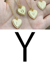 Fashion Y Copper 26 Letter Heart Pendant Necklace
