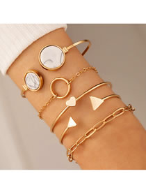 Fashion Gold Alloy Geometric Heart Triangle Ring Bracelet Set
