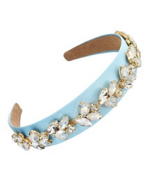 Fashion Light Blue Fabric Alloy Diamond Water Drop Headband (3cm)