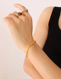Fashion S325-gold Bracelet-15+5cm Titanium Steel Gold Plated Geometric Square Bracelet