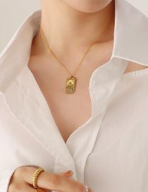 Fashion Moon Gold Necklace-40+5cm Titanium Steel Geometric Tarot Necklace
