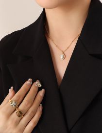 Fashion X254-golden White Turquoise Necklace-39+5cm Titanium Gold Plated Pine Geometric Necklace