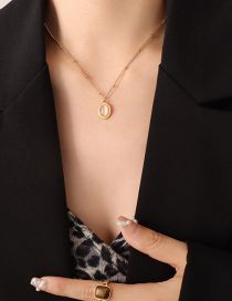 Fashion X254-gold Opal Necklace-39+5cm Titanium Gold Plated Pine Geometric Necklace