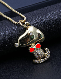 Fashion 2# Copper Gold Plated Dog Necklace