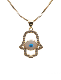 Fashion 2# Brass Diamond Palm Eye Necklace