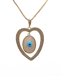Fashion 5# Brass Diamond Geometric Heart Eye Necklace