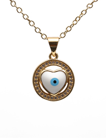 Fashion 12# Brass Diamond Geometric Heart Eye Necklace
