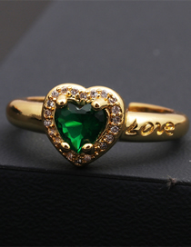 Fashion 8# Brass Zirconium Heart Open Ring