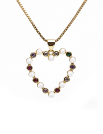 Fashion 2# Bronze Pearl And Zirconium Heart Necklace