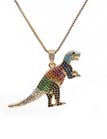 Fashion 1# Bronze Zirconium Dinosaur Necklace