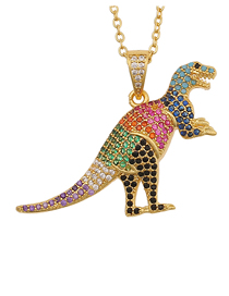 Fashion 5# Bronze Zirconium Dinosaur Necklace