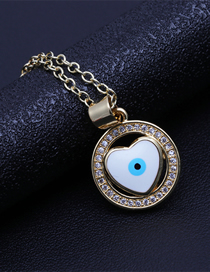 Fashion 5# Brass Gold Plated Zirconium Heart Eye Necklace