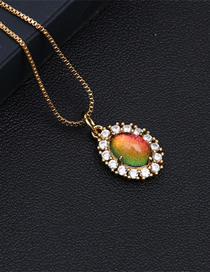 Fashion Orange Color Bronze Zirconium Oval Crystal Necklace