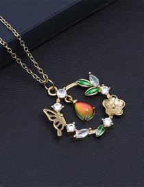 Fashion Card Color Bronze Drop-shaped Diamond Flower Butterfly Round Necklace