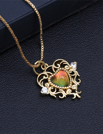 Fashion Orange Bronze Heart Crystal Necklace