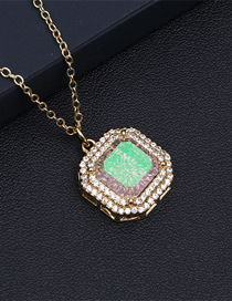 Fashion Light Pink Bronze Geometric Octagon Crystal Necklace