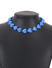 Fashion Blue Resin Heart Beaded Necklace