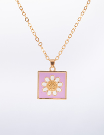 Fashion Gold Alloy Geometric Flower Square Necklace