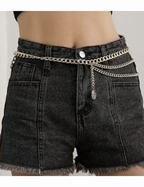 Fashion 7# Alloy Geometric Chain Multilayer Pants Chain