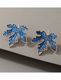 Fashion Blue Alloy Maple Leaf Stud Earrings